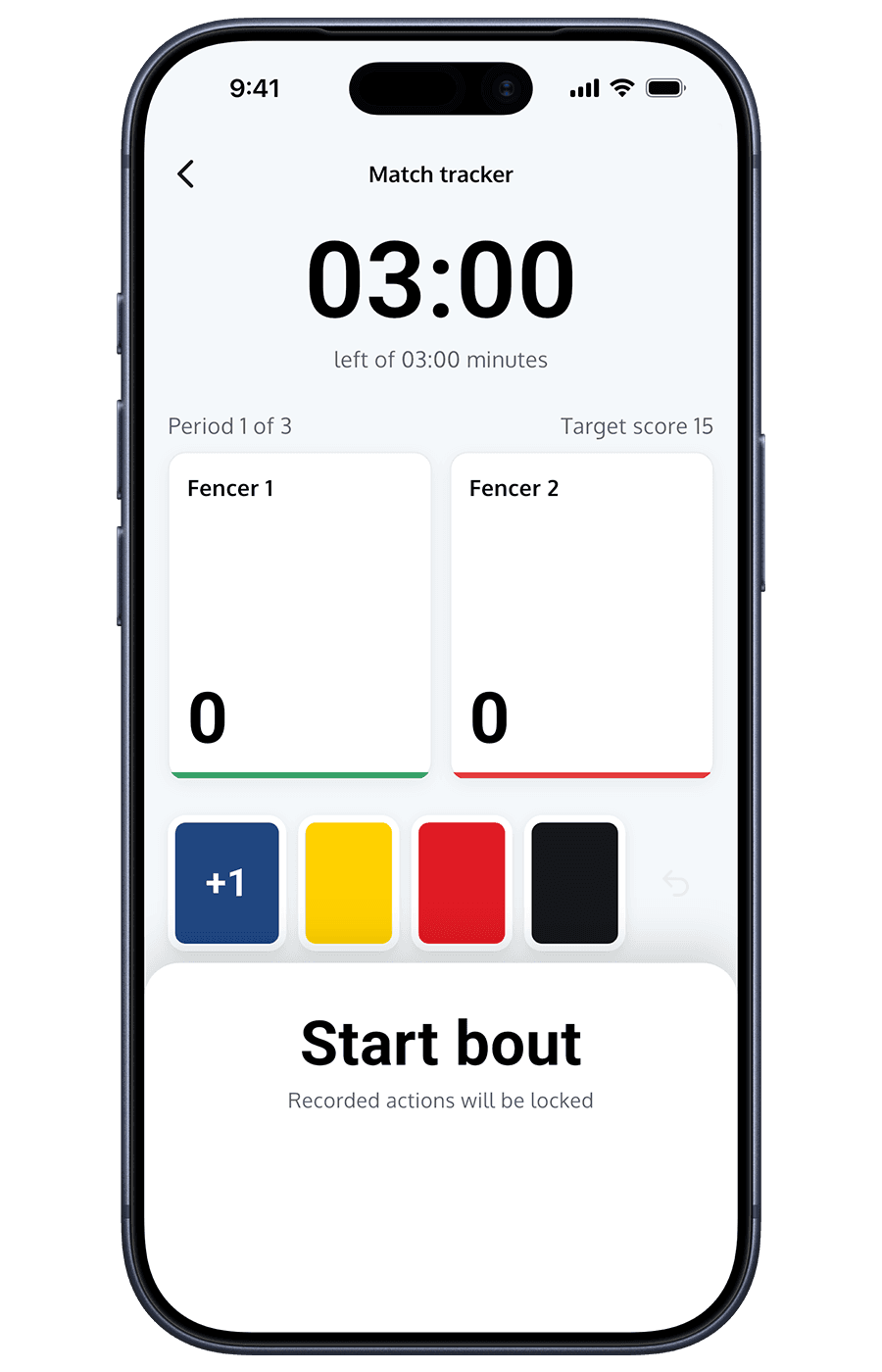 The Fencer match tracker during a bout