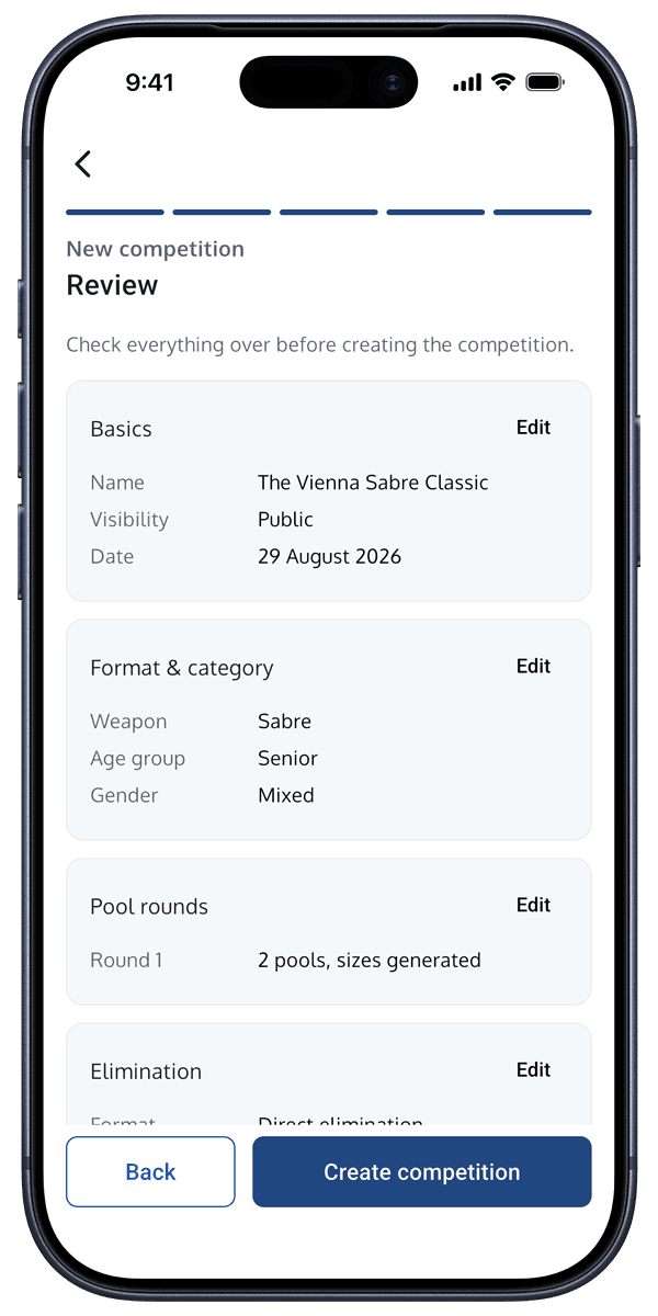 Creating a competition in Fencer
